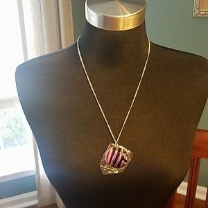 Halcyon Days palladium zebra pendant necklace brand new
